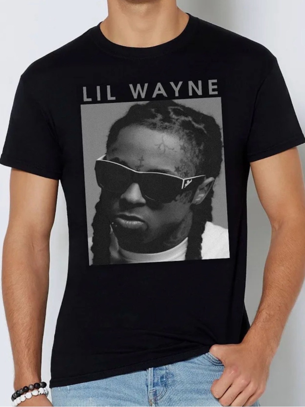 Lil Wayne Black Graphic Tee - Men's Crew Neck Shirt